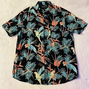 Molokai Surf Co. Men's Hawaiian Shirt, XL Black, 100% Cotton, Button Down
